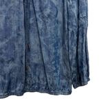 White House | Black Market  Womens Large Blue Tie Dye 3/4 Sleeve Lace Up Denim Top Photo 5