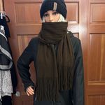 Echo Brown Ribbed Knit Fringe Scarf Photo 6