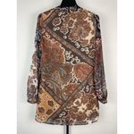 Meghan LA Meghan Los Angeles Dress‎ Brown Floral Paisley Long Sleeve Mini V-Neck Size S Photo 7