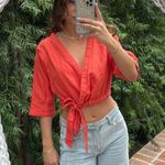 Urban Outfitters Uo orange linen wrap blouse Photo 1