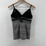 Athleta  Women‎ M Veracruz Stripe Tankini Top Black White Tan Wireless Swim Pool Photo 1