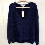 NEW Boden Navy Sparkle Ribbed V Photo 2