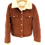 Hoozen Corduroy Sherpa Lined Trucker Jacket Brown Women's Size Medium Photo 0