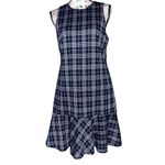 1901 navy & white ruffle hem plaid dress 8 Photo 1