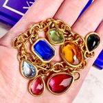 Saint Laurent Yves Ultra Rare Gold Plated Multicolored Jewel Charm Bracelet Photo 4