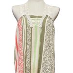 CAbi Whisper Gauze Sleeveless Floral Lace Top Cream Sage Green Pink Small Photo 0