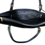 Tory Burch Large York Navy Blue Saffiano Leather Buckle Tote Bag Shoulder Purse Photo 4