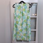 J. Jill Love Linen Green Blue Coastal Beach Preppy Sea Turtle Dress Size XS Photo 2