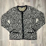 Chadwick's  of Boston Leopard Cardigan Button Up Long Sleeve Sweater Top Size L Photo 0