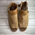 Toms Seville Women 9.5 Peep Toe Heeled Honey Suede Leather Bootie Sandal Comfort Photo 1