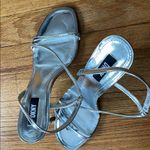 DKNY Silver Sandals with Crisscross Straps Photo 0