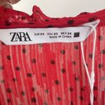 ZARA NWT Polka Dot Midi Dress Red and Black Size XS Ruffle Cute Holiday Photo 15
