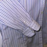 Van Heusen Fitted No-Iron Blue Striped Long-Sleeved Button Down Blouse Photo 4