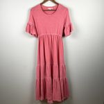 Anthropologie Sundry 1 Maxi Dress Small Pink Tiered Peasant Ruffle Short Sleeve Photo 11