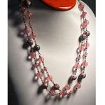 MCM Murano Wedding Cake Pink Glass Bead Necklace Vtg Designer Women’s Jewelry Photo 0