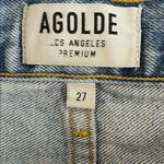 AGOLDE Blue Distressed Denim Shorts Button Fly Photo 5