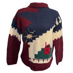 Vintage 80s–90s Greek Wool Holiday Sweater Cabin Scene Cottagecore Red Size M Photo 1