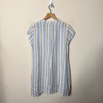 CP Shades  Regina Linen Striped V-Neck Cap Sleeve Pintuck Tunic Dress Blue Size S Photo 4