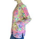 La Cera PINK & GREEN PAISLEY PRINT QUILTED REVERSIBLE JACKET (L) Photo 3