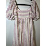 Boutique Moodie Rainbow Pinstripe Maxi Tiered Dress Feminine Preppy Size Medium Photo 6