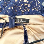 Lulus  Divine Destiny Halter High Neck Lined Lace Midi Dress Navy Blue Medium Photo 2