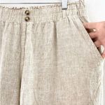 Briggs Women's Linen Blend Wide Leg Crop Pants sz XL Paperbag Waist High Rise Tan Photo 3