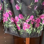 Dennis Basso  Black Sheer Black Peasant Top with Floral Graphic + Tassels size M Photo 4