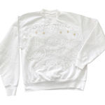 Vintage Lace Appliqué Christmas Angel Sweatshirt Crewneck White Gold Stars Size M Photo 0