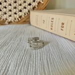 Boutique Silver Sparkly Multi Layered Four Shank Folded Ring “Nazarin” Pave Inset Rhinestone Jewelry Photo 4