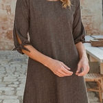 Garnet Hill Organic Cotton Jacquard Tie Sleeve Dobby Dress NWOT Size 6 Photo 0