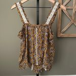 Anthropologie  Bardot Blouse Size 4 Yellow Brown Floral Crochet Lace 4P Photo 5