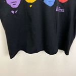 Oversized 2009 Beatles Women's Crop Top Medium Raw Hem Colorful Faces Y2K Style Black Photo 4