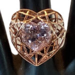 FINE STERLING SILVER 925 W/ A COPPER TINT HEART SHAPED AMETHYST PUFFED RING (8) Photo 0