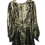 Ramy Brook Gold Metallic Silk Long Sleeve Mini Dress 2 Photo 3