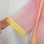 Victoria's Secret Vintage 90s Pink Sheer Chiffon Long Robe Kimono Yellow Trim Photo 2