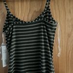 No Boundaries  Forest Green and Beige Striped Tank Photo 5