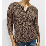 JH Collectibles Women’s Leopard Print Nylon Mesh Stretch 3/4 Sleeve Top Size L Black Size L Photo 1