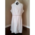 White Button Front Collared Shirt Dress Sheer Lace Waist by Cutie from Modcloth Size 10 Photo 1