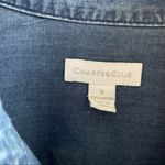 Charter Club  Denim Chambray Button Front Collared Top Front Pockets Blue 8 Photo 2