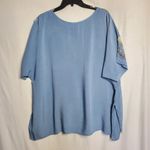 Kaktus made in Italy sz L oversized linen viscose blend blue rose print tunic Green Size L Photo 3