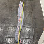 EXPRESS Luxury Striped Scarf Striped Blue and Red Scarf Soft Woven Timeless Accessory Photo 4