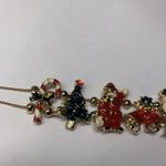 Holiday Christmas Bracelet • Gold Tone Tree, Stocking, Santa, Snowmen Candy Cane Photo 4
