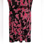 Dana Buchman  Black and Red Floral Midi belted front gathered Dress Photo 3