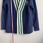 PINK - Victoria's Secret PINK Varsity Sweater Plaid P & green and cream accents Navy Women's Cardigan Photo 4