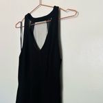 THEIA Women's Black Matte Mesh Cut Out Back Fitted Gown Maxi Dress Size 4 Photo 4