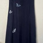 NEW Urban Native 100% Silk Embroidered Butterfly Maxi Dress Blue Boho Cottage Photo 0