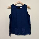 Madewell  Iris Lace Chambray Tank Top Embroidered Floral Blue Size Small S Photo 1