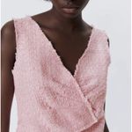 ZARA  Pink Tweed Top Tank Crop Cropped Fringe S Photo 3
