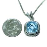 SAMUEL B Cushion Cut Blue Topaz & Popcorn Necklace Photo 3
