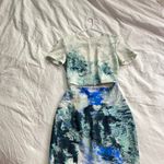 Bec & Bridge  blue watercolor cut out short sleeve mini dress 4 Photo 5